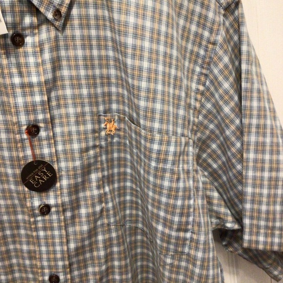 Knights Sportswear Mens Big & Tall Blue Plaid Short Sleeve Button Up Shirt LT - Picture 3 of 9